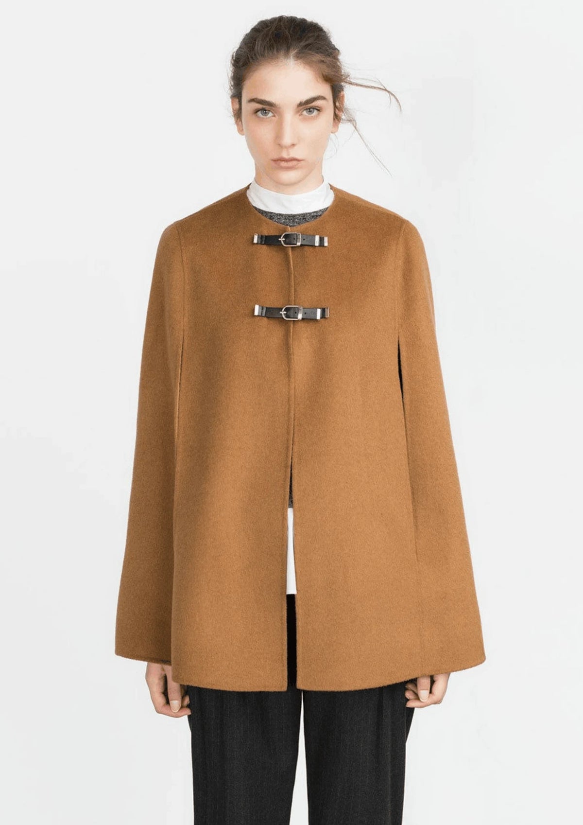 CAMEL WOOL CAPE PONCHO