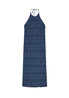 DENIM LINEN BEADED MAXI DRESS