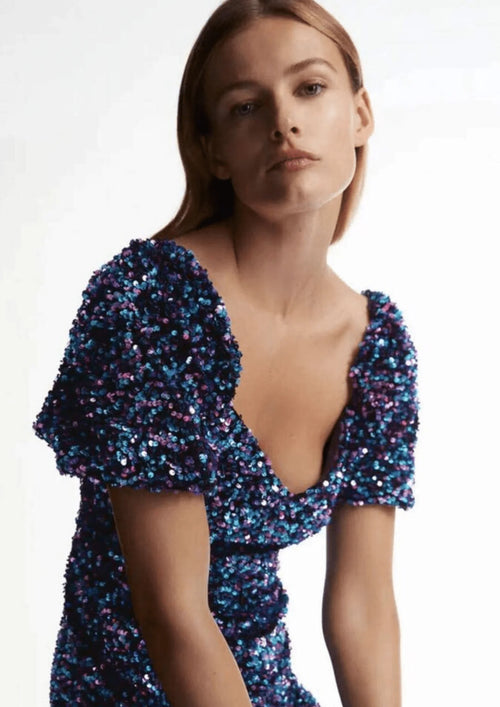 BLUE SEQUIN MINI DRESS