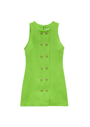 GREEN TWEED MINI DRESS