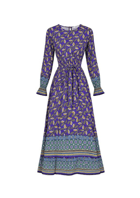 LILA GEDRUCKTES MAXIKLEID