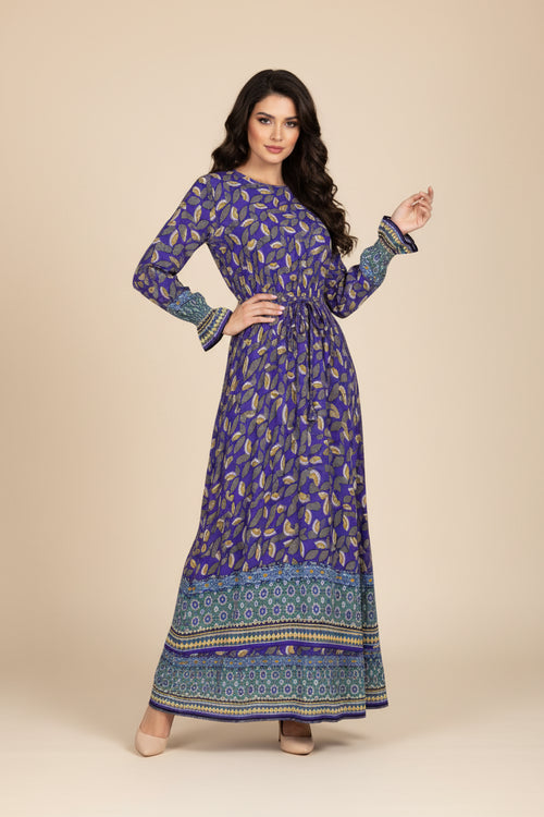 LILA GEDRUCKTES MAXIKLEID