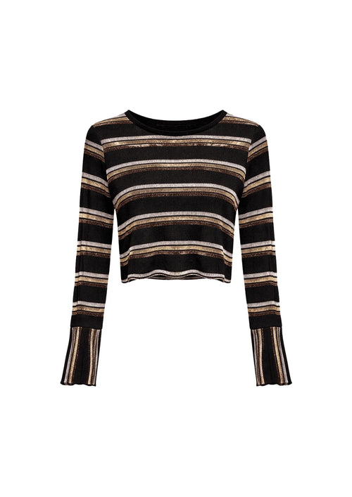 BLACK LUREX STRIPED TOP
