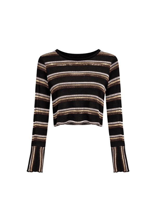 BLACK LUREX STRIPED TOP