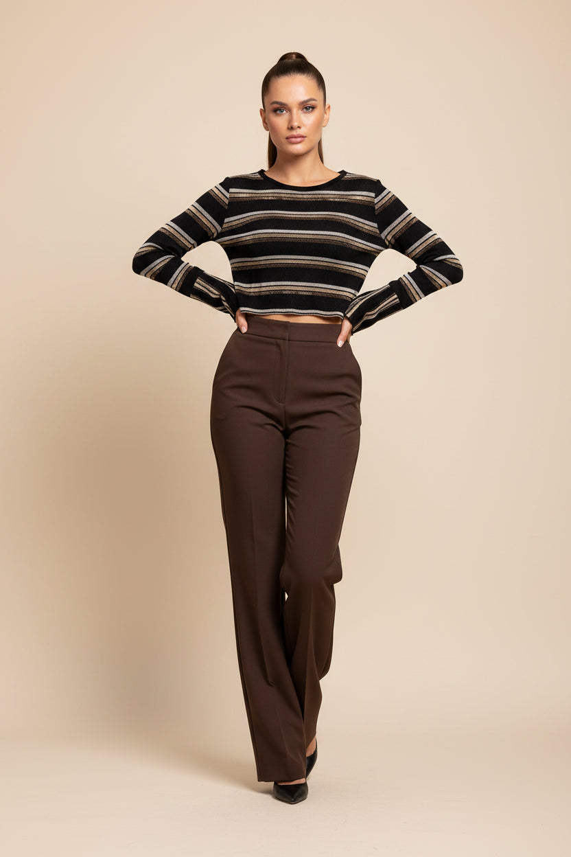 BLACK LUREX STRIPED TOP