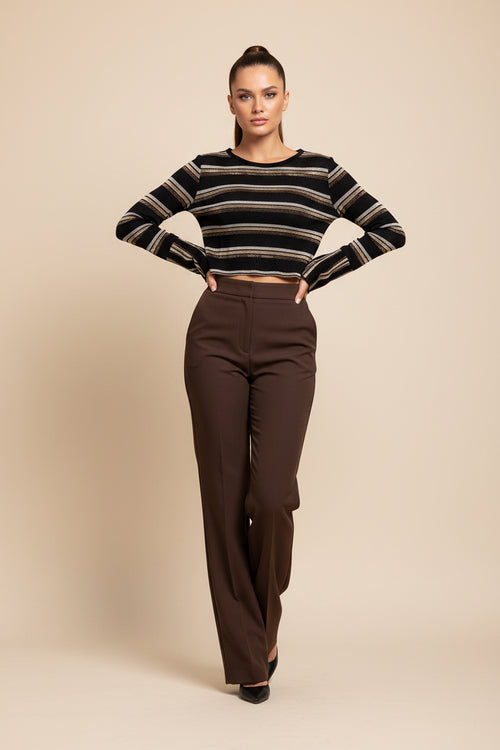 BLACK LUREX STRIPED TOP