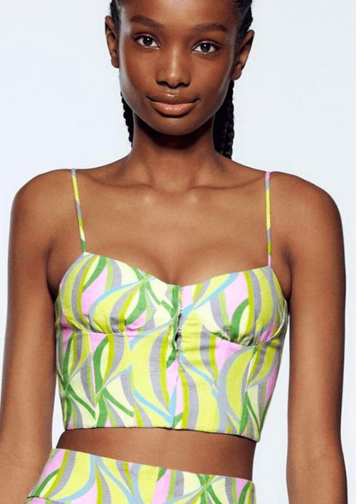 GREEN CORSET CROP TOP