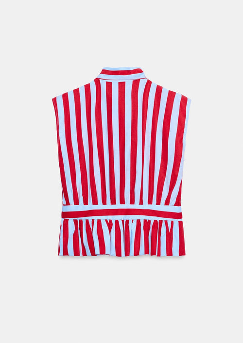 RED STRIPED BOW TOP