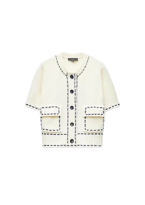 CARDIGAN SURPIQUÉ À MANCHES COURTES