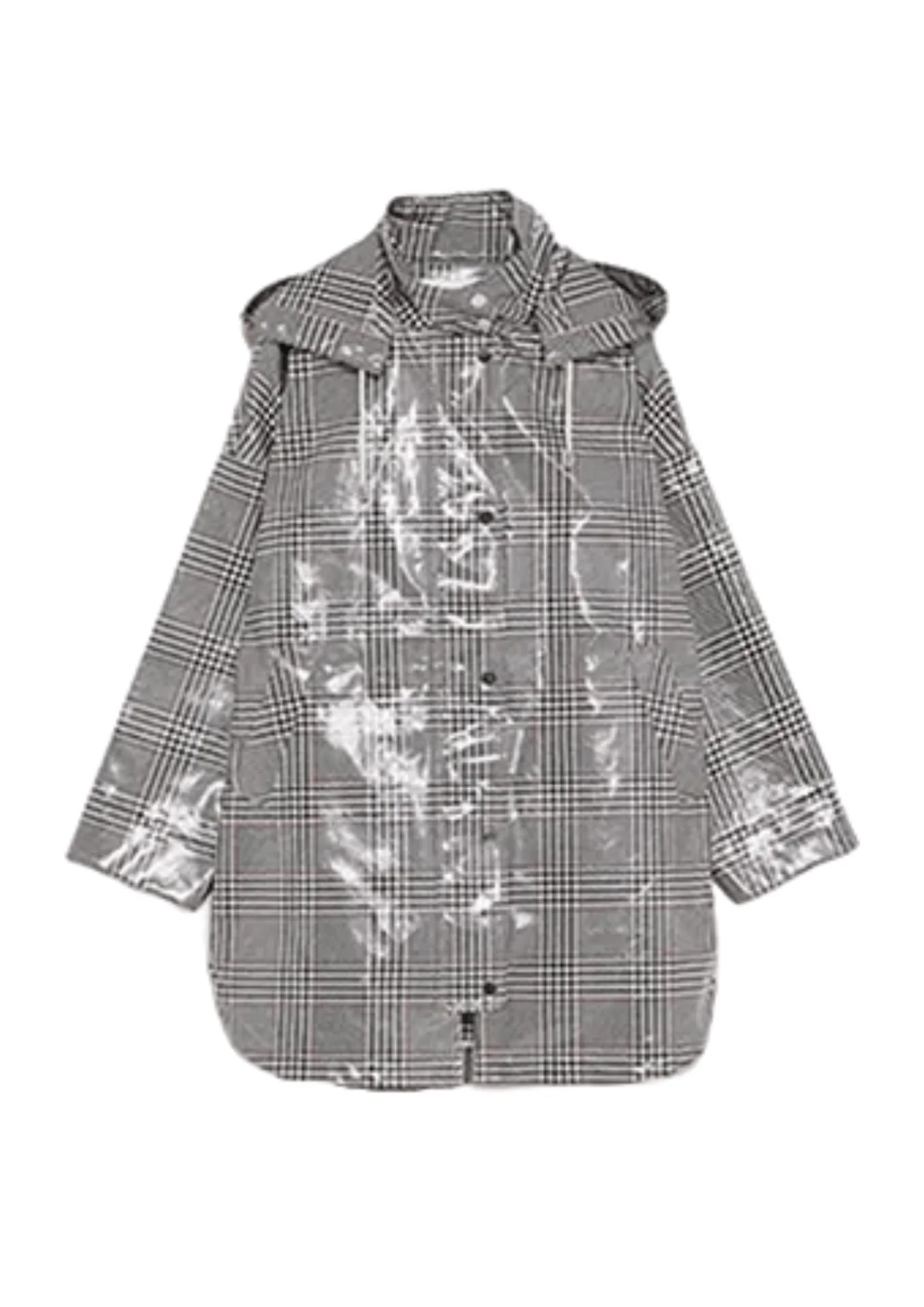 GREY CHECKED RAINCOAT