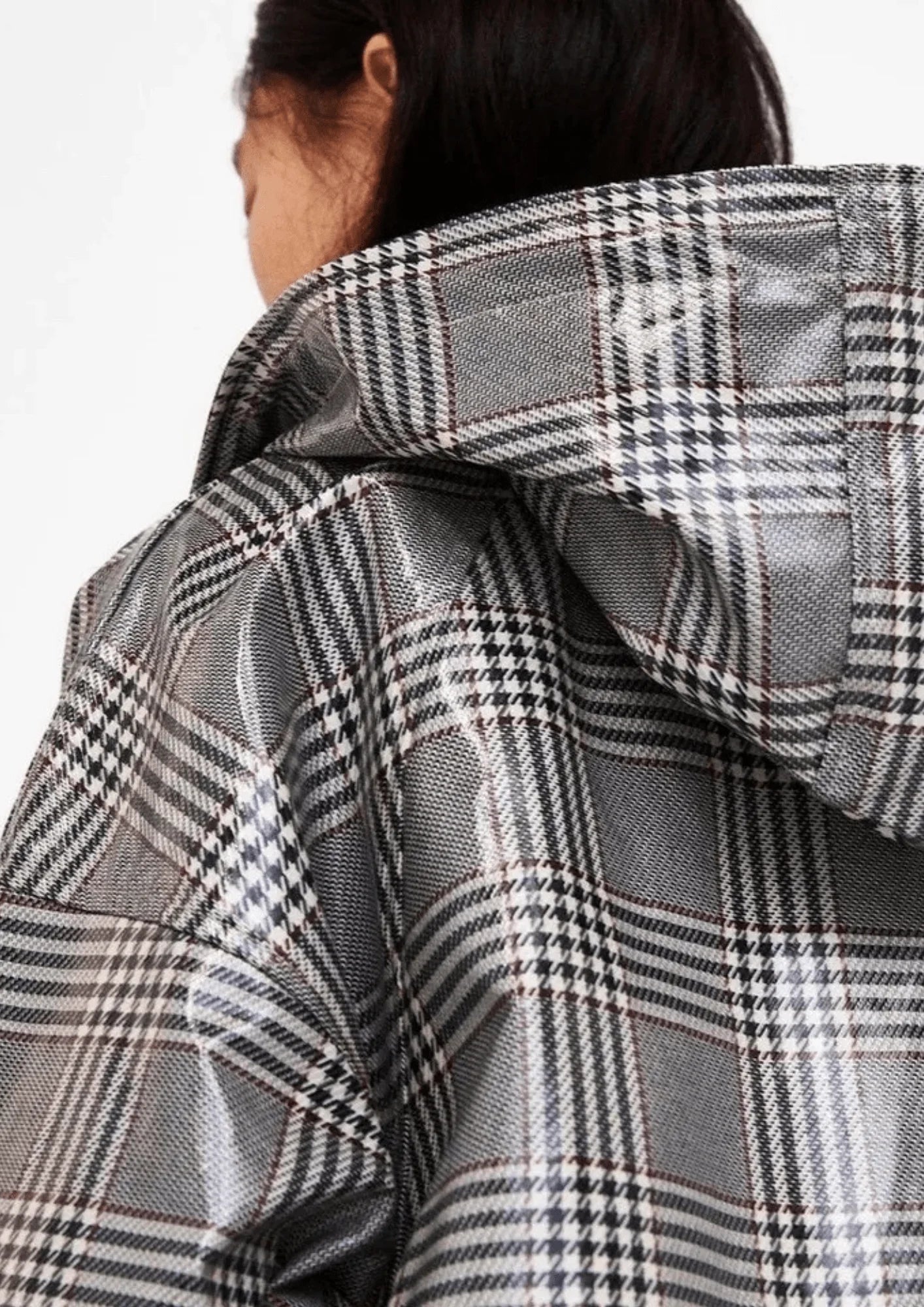 GREY CHECKED RAINCOAT