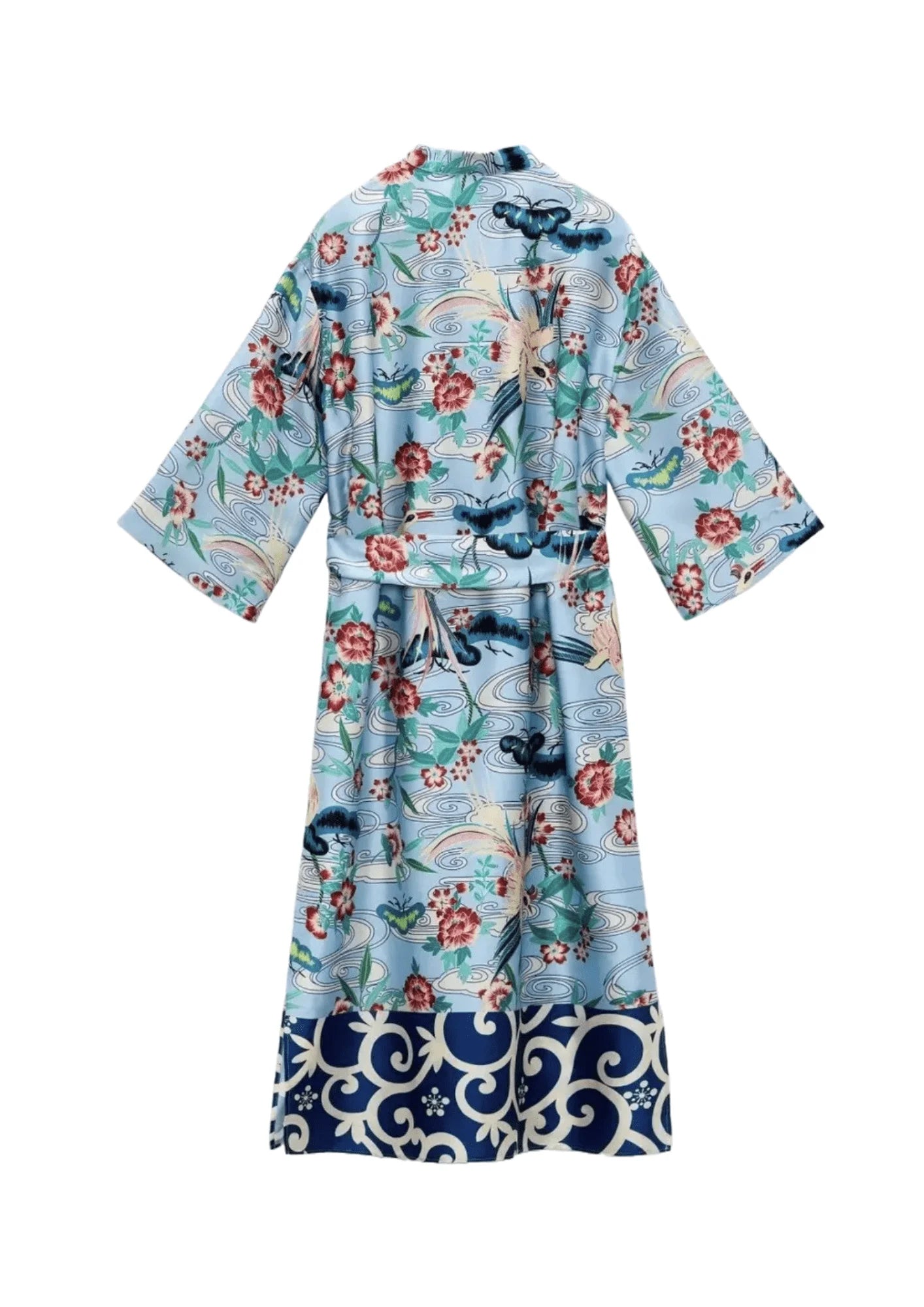 BLUE PRINTED KIMONO DRESS