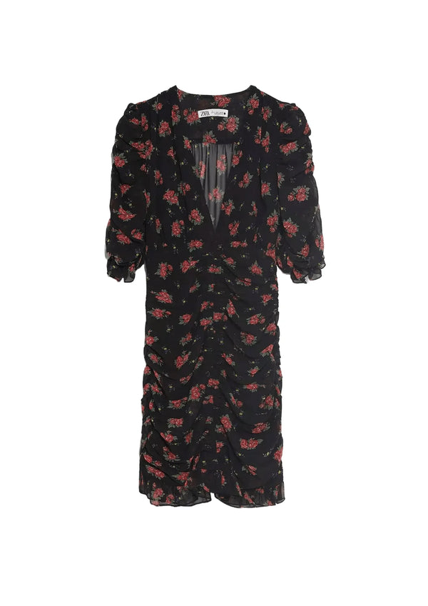 ROBE MINI DRAPÉE À FLEURS