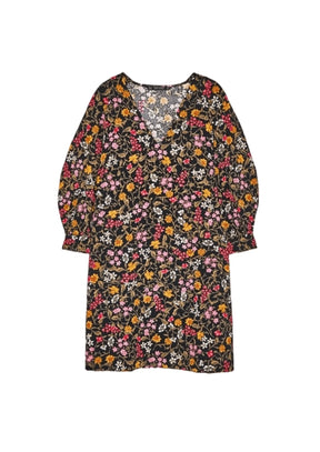 SCHWARZES KLEID MIT BLUMENMUSTER