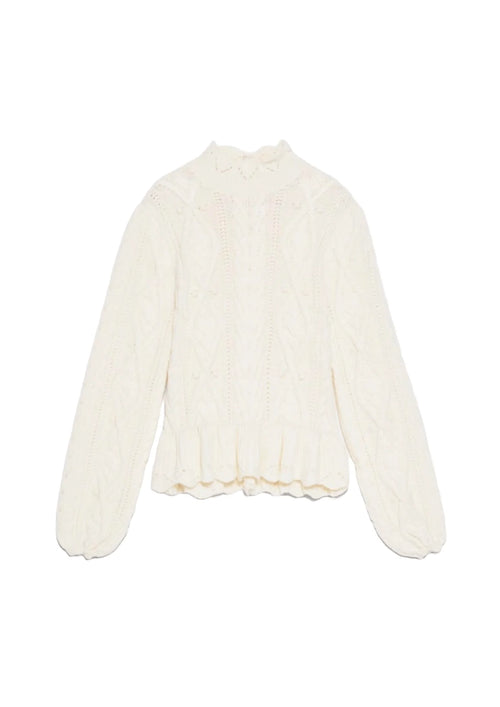 BEIGE CABLE-KNIT JUMPER