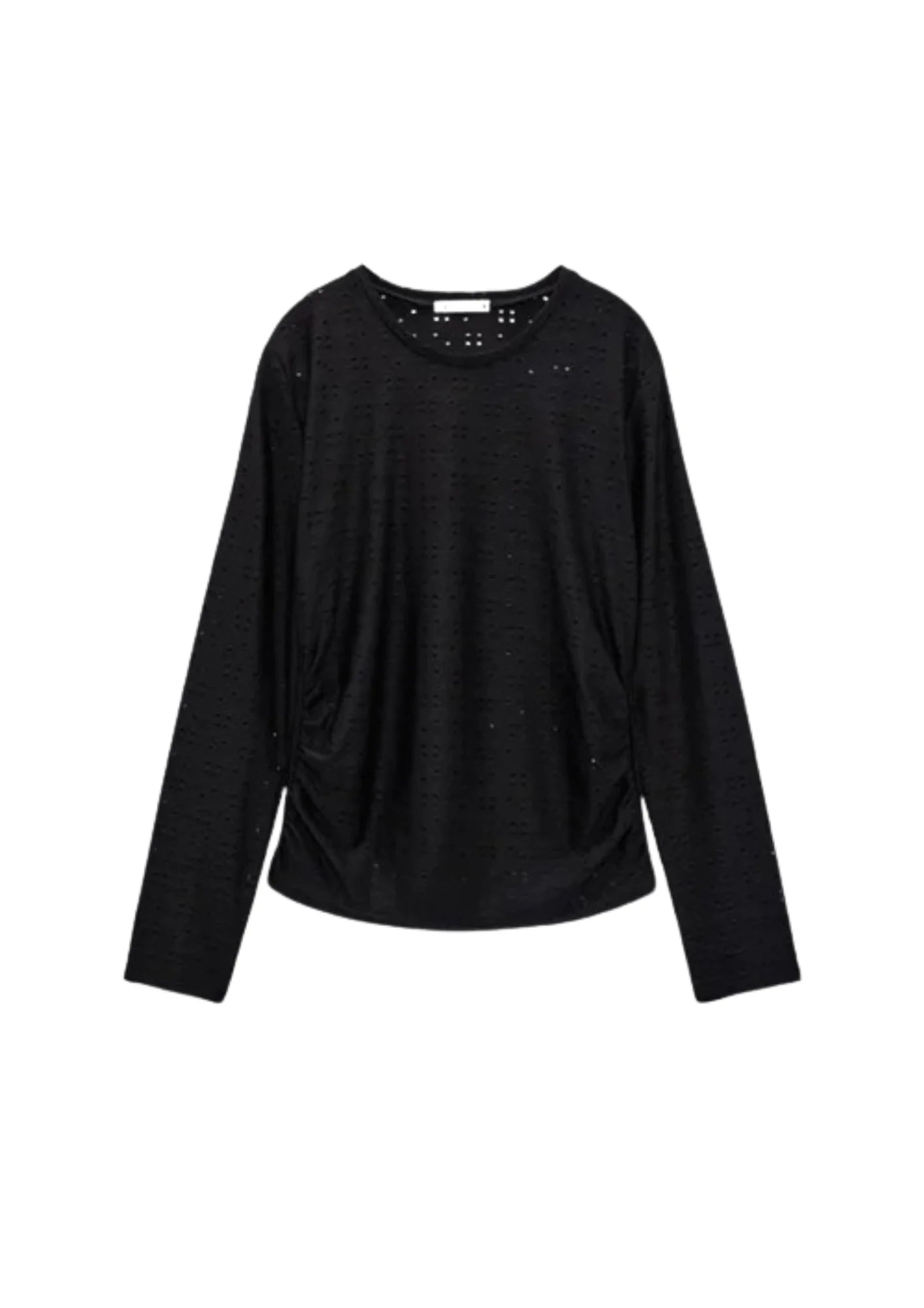 BLACK EMBROIDERY EYELET TOP