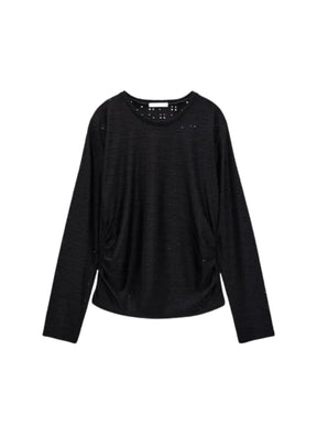 BLACK EMBROIDERY EYELET TOP