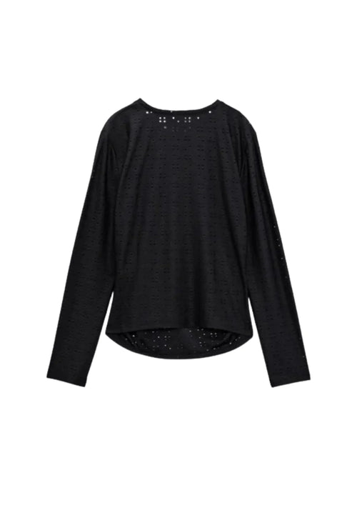 BLACK EMBROIDERY EYELET TOP