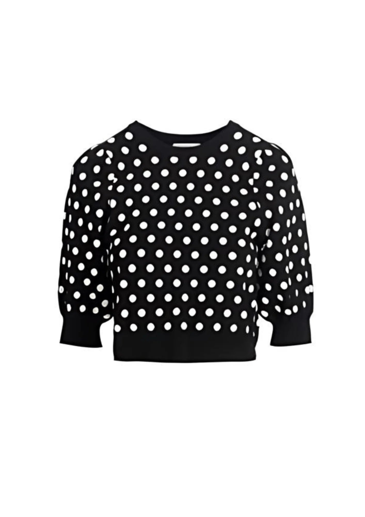 BLACK POLKA-DOT KNITTED TOP