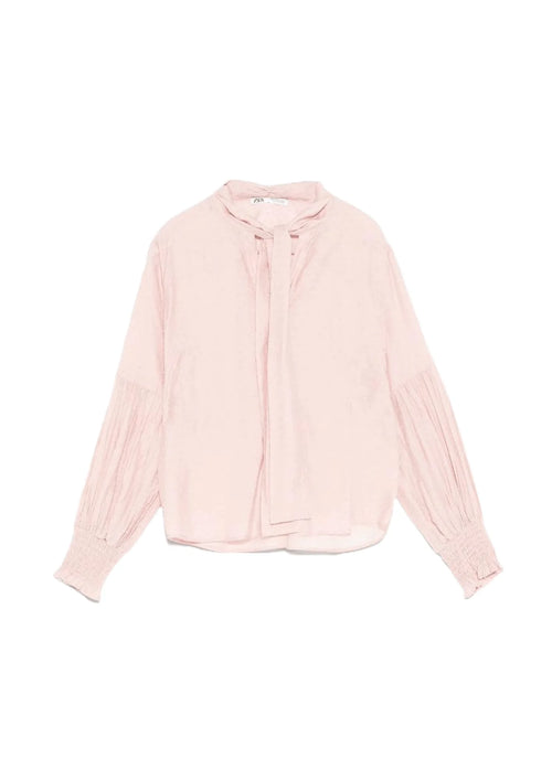 LIGHT PINK BLOUSE WITH BOW