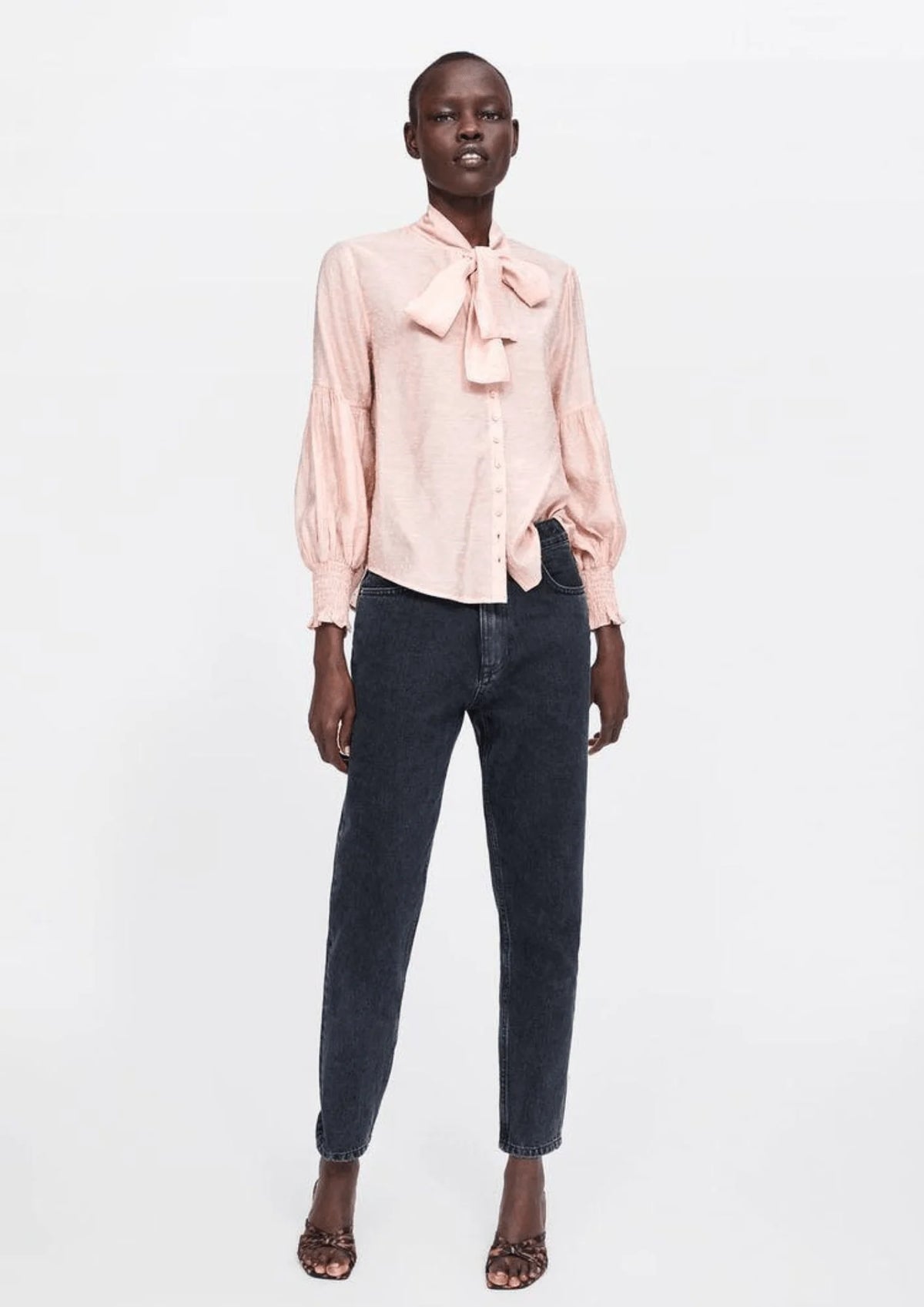 LIGHT PINK BLOUSE WITH BOW