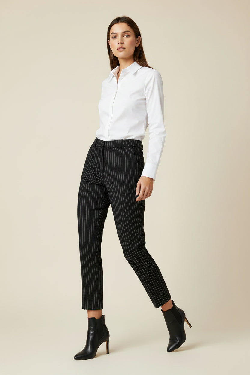 BLACK STRIPED NANETTE PANTS