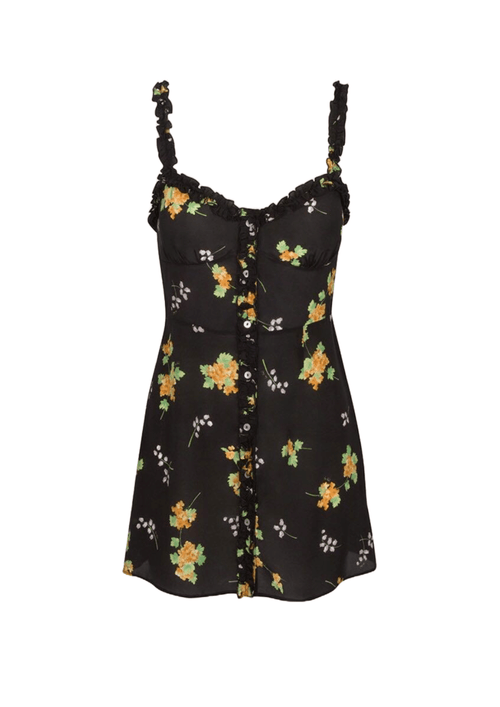 SCHWARZES BLUMEN-MINIKLEID JULIA