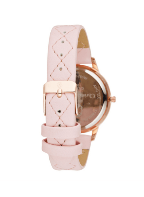 Montre en quartz en cuir rose et doré