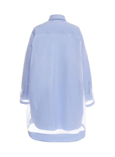 TULLE TRIMMED DRESS - PASTEL BLUE - codressing