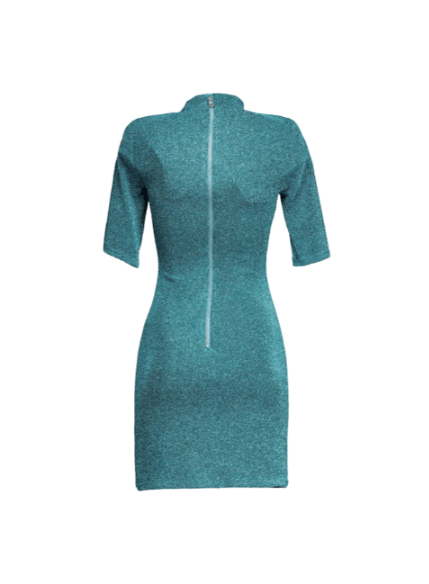 DARK TURQUOISE V-NECK DRESS - codressing