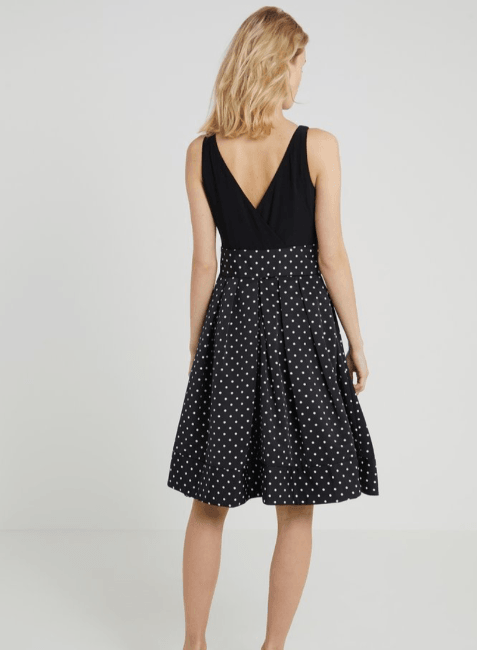 DRESS WITH POLKA DOTS SKIRT - BLACK - codressing