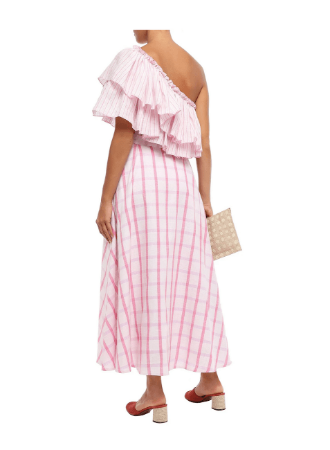 PINK ONE-SHOULDER MAXI DRESS - codressing