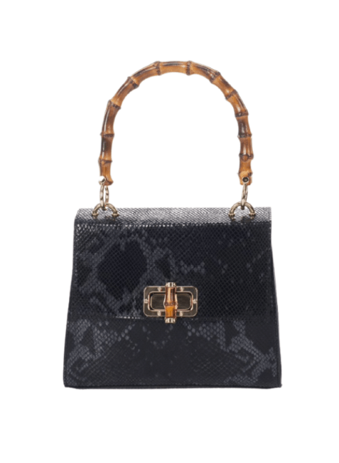 BLACK SNAKESKIN-LIKE HANDBAG