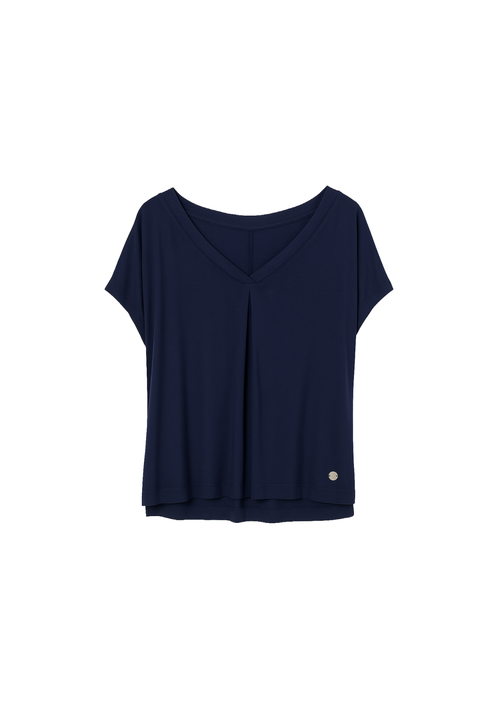 DARK BLUE SHORT SLEEVED BLOUSE