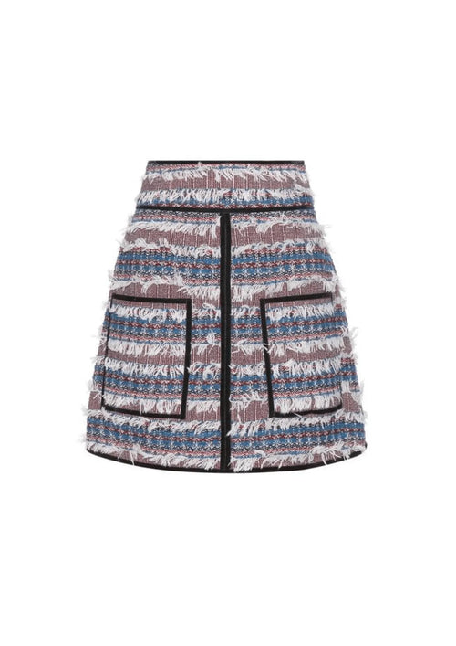 VELVET FRINGED TWEED MINI SKIRT