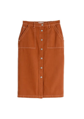 MID RISE DENIM MIDI SKIRT