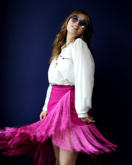 PINK FRINGED SKIRT
