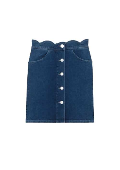 BUTTONED DENIM SKIRT