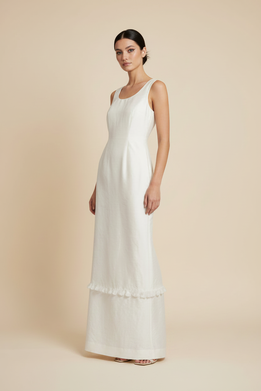 WEISSES MAXIKLEID MIT BLUMEN