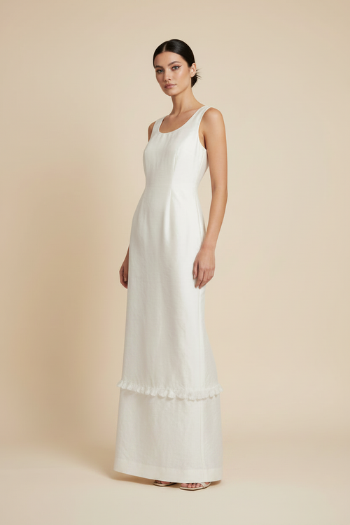 WEISSES MAXIKLEID MIT BLUMEN