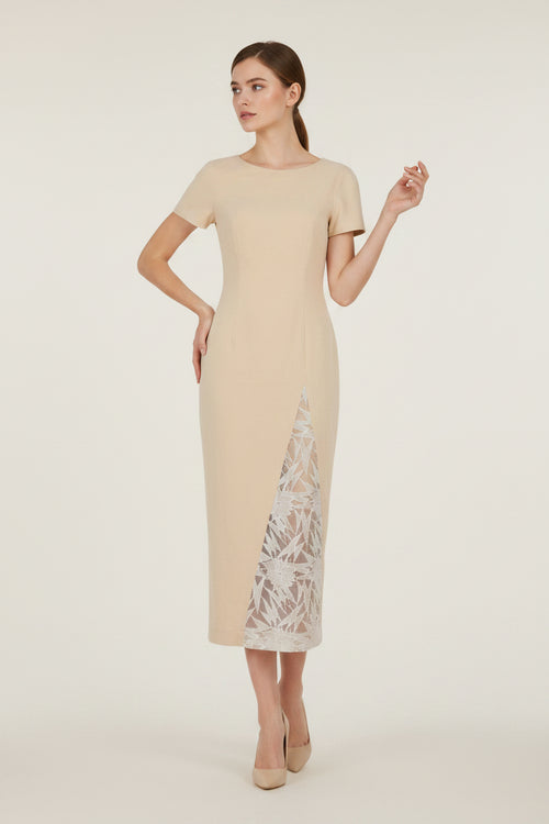 FLORALES LEINEN-MIDI-KLEID