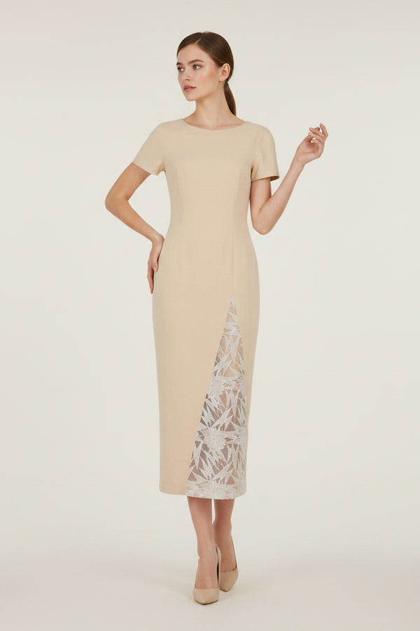 FLORAL LINEN MIDI DRESS