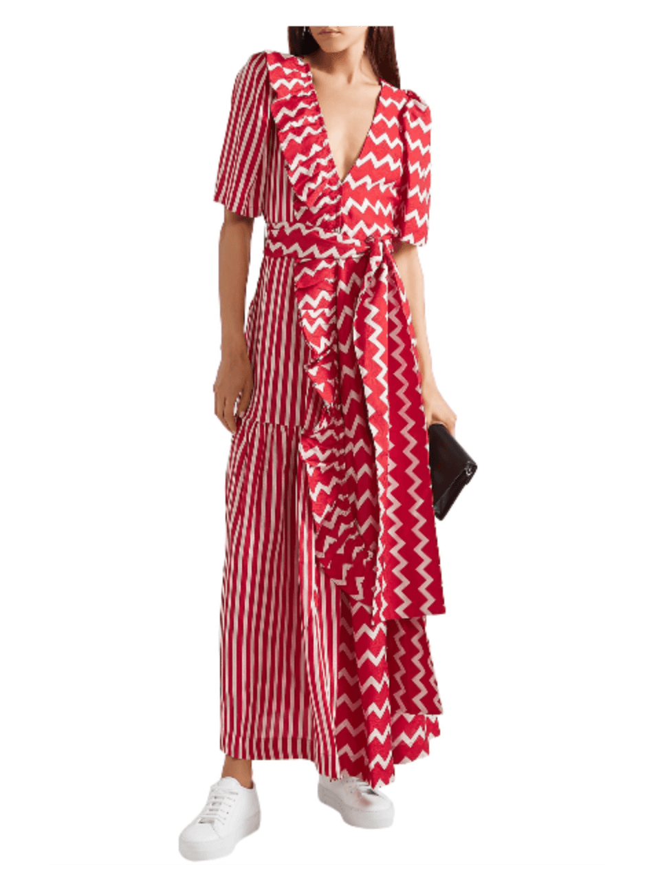 RED STRIPED SILK DRESS