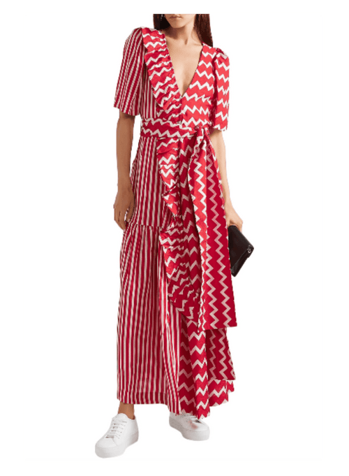 Robe en soie à rayures rouges