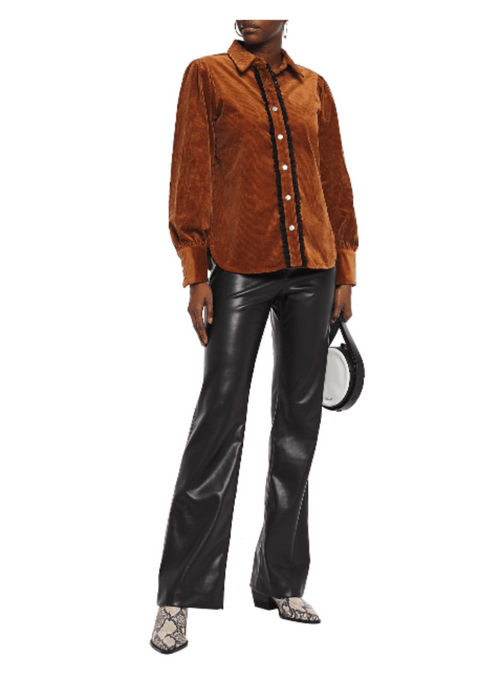 Chemise en veilleuse à lacet marron
