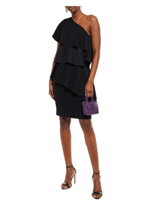BLACK ONE-SHOULDER MINI DRESS