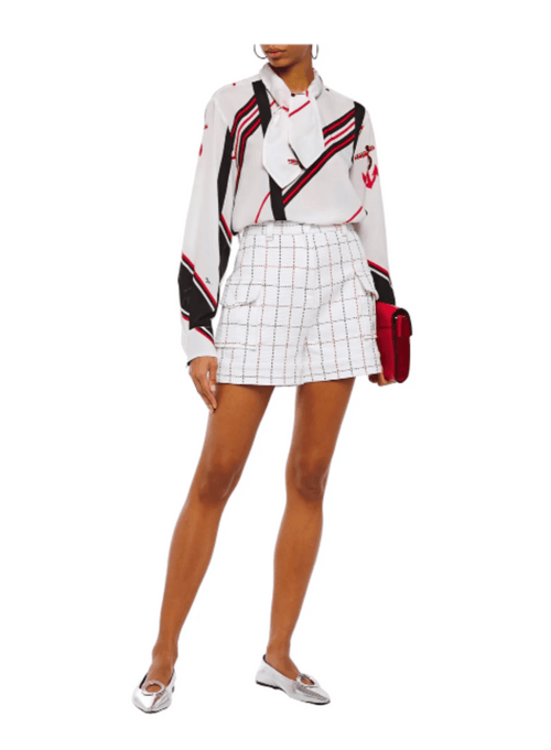 WHITE CHECKERED SHORTS