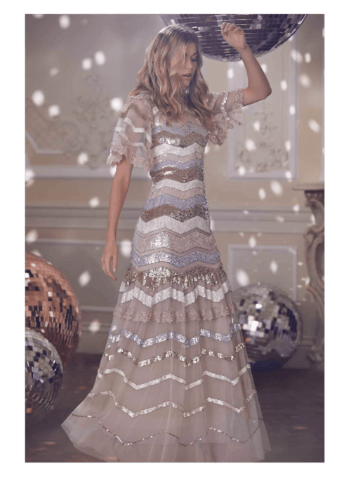 Langes Kleid Alaska mit Pailletten