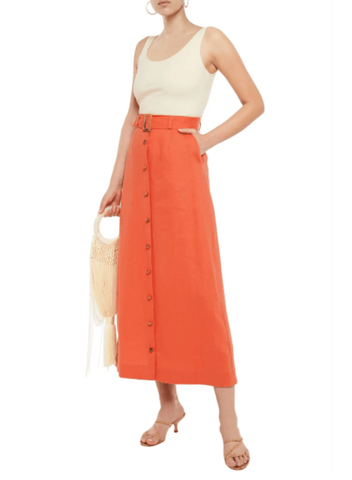 ORANGE BELTED MAXI SKIRT