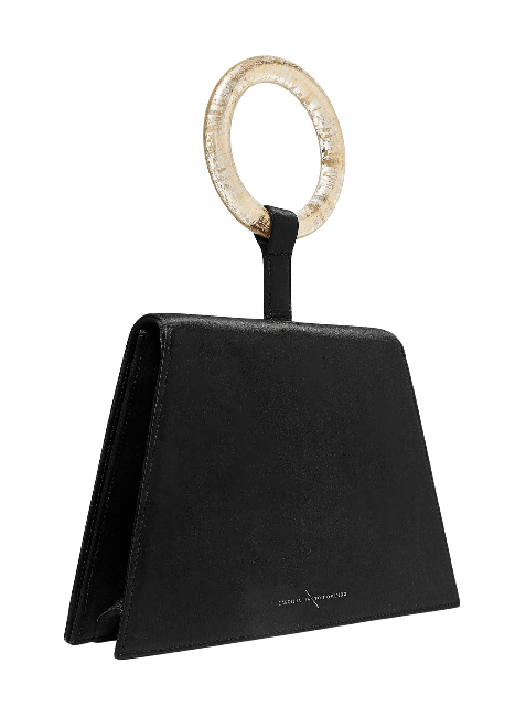 BLACK SATIN AND ACRYLIC BAG